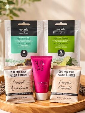Equate Peel Off Mask and Naturally Vain Clay Face Mask 5 Piece Set